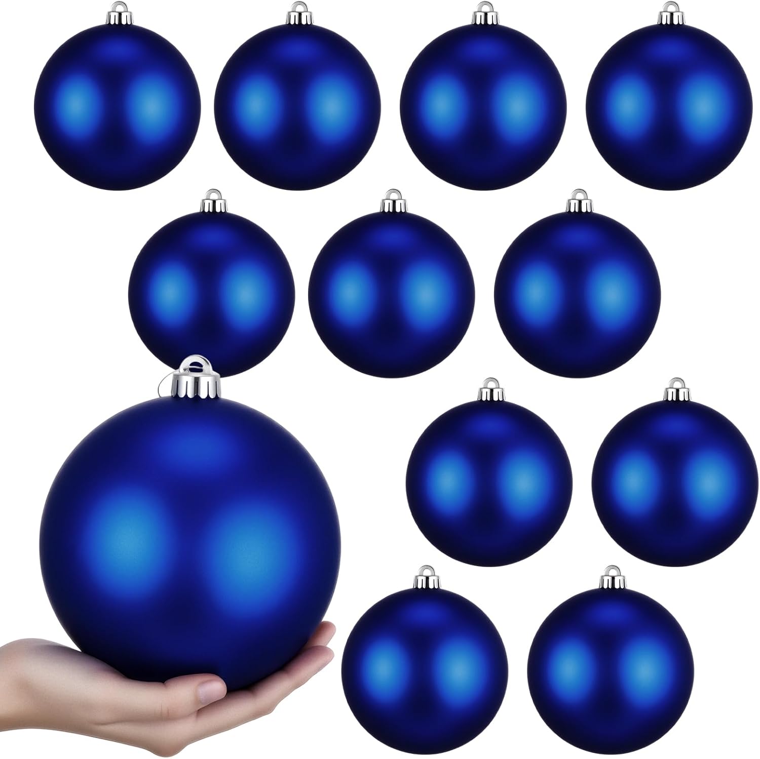 Poen 12 Pcs 6 Inch Extra Large Christmas Ball Ornaments Giant Jumbo Christmas Tree Ball Decoration Shatterproof Huge Big Xmas Hanging Ornaments for Indoor Outdoor Holiday Party Decor (Dark Blue)