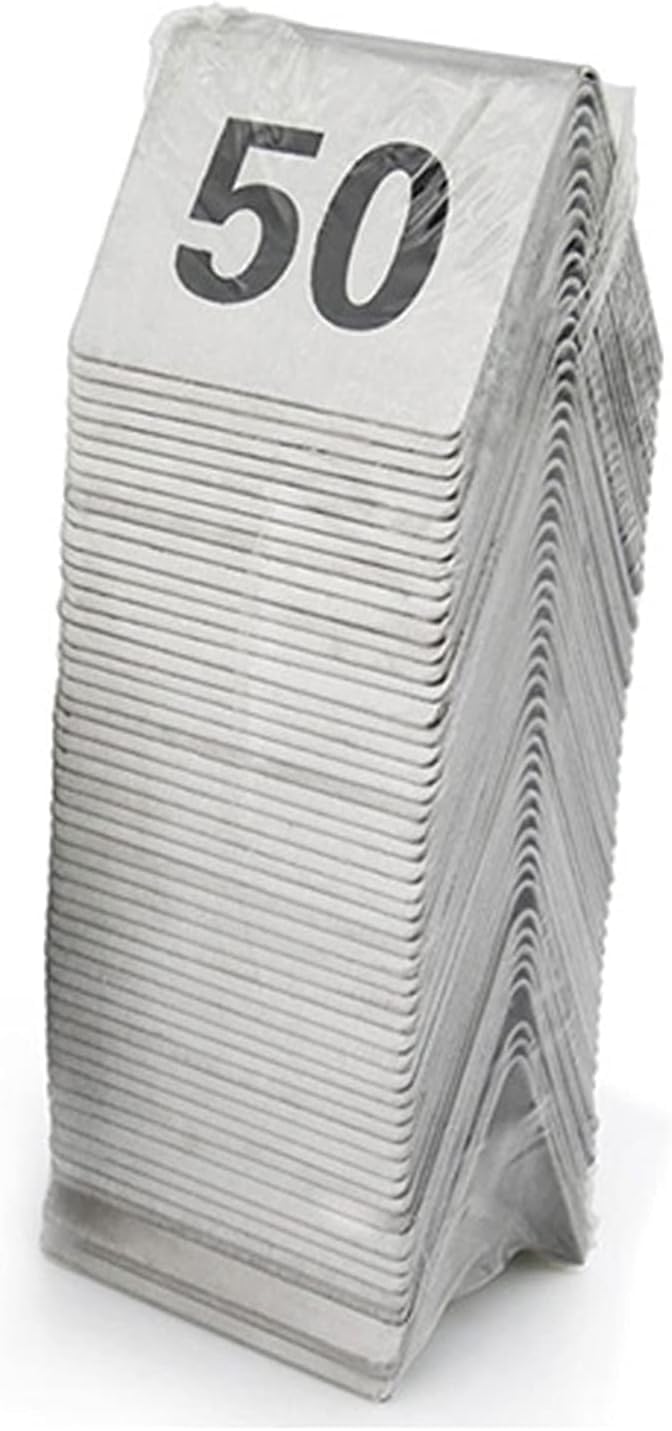 Tischnummern Edelstahlzelt-Stil-Tischnummern - am besten for rustikale Empfänge, Bankette, Cafés, Restaurants, Hotel (2"x1.6"x1.6") (Size : 1-50)