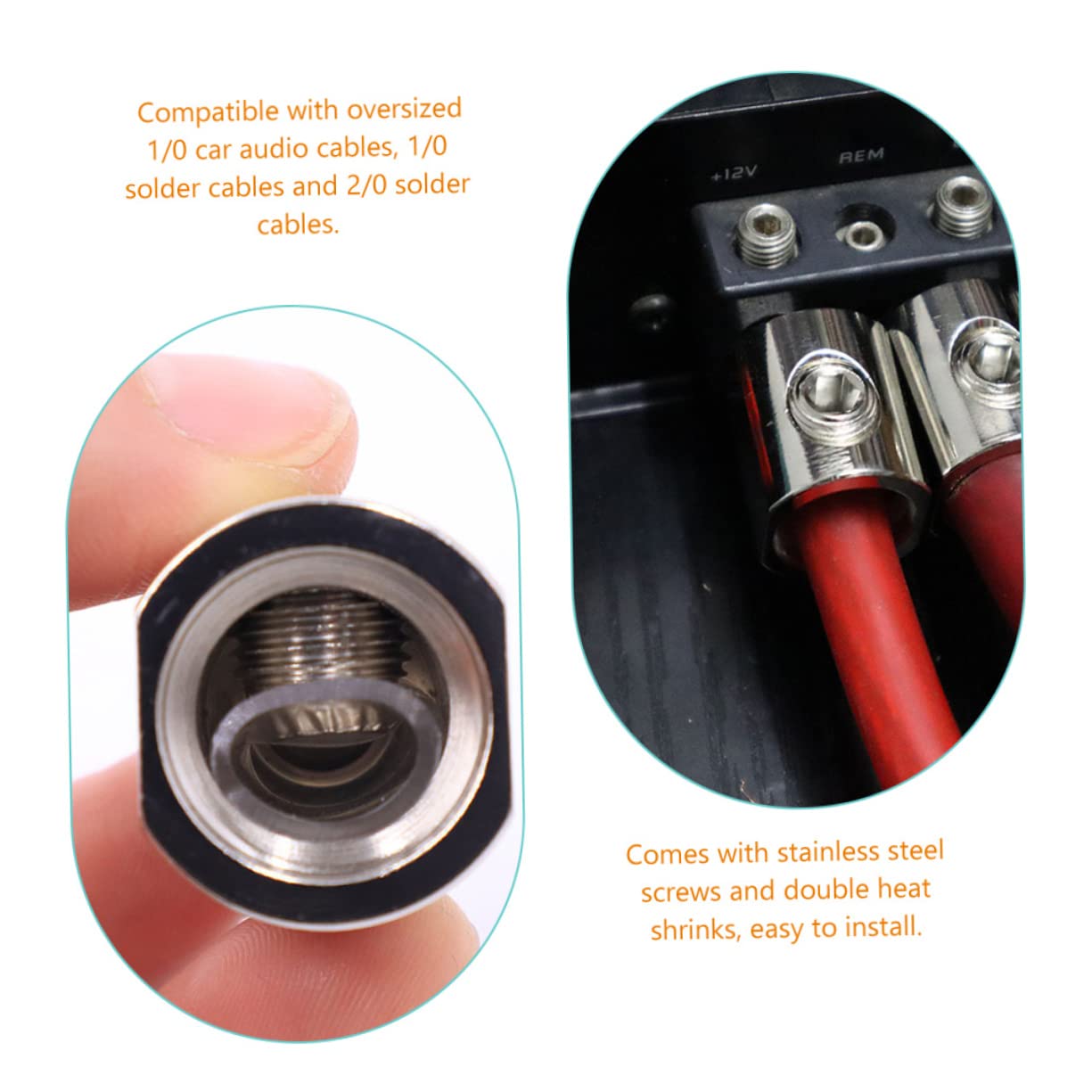 Luxshiny 5pairs Replacement Awg to Gauge Wire Reducer Adapter for Car Audio Highly Conductive Aluminum Ground Wire Reducer for Amplifiers Easy Installation Compatible Oversized Cables