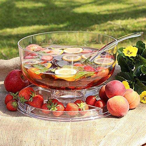 Image of Acrylic Cake Stand with Transparent Dome 6 in 1 Multi-Functional Serving Platter and Cake Plate for Cake Holder, Salad Bowl, Platter, Punch Bowl, Desert Platter, Nachos & Salsa Plate