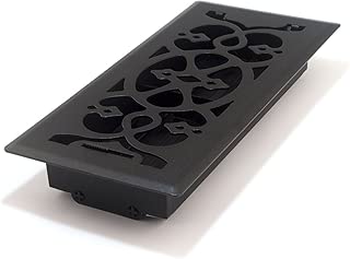Accord AMFRBLV410 Floor Register with Victorian Design, 4-Inch x 10-Inch(Duct Opening Measurements), Matte Black - coolthings.us