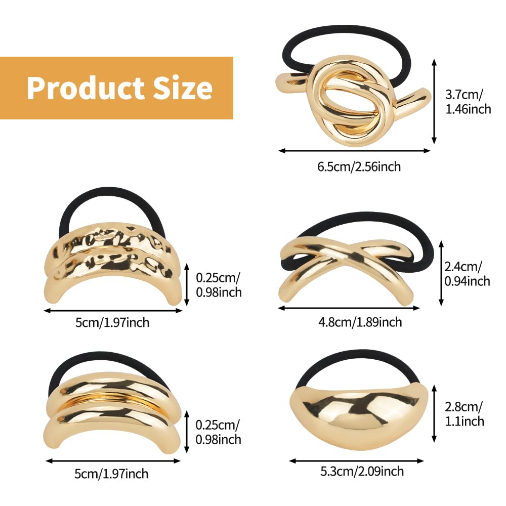 SITAKEGS Metal Hair Ties, 10Pcs Gold Siliver Ponytail Hair Cuff Elastic Hair Ties, Hair Cuff Wrap Metal Ponytail Holder - Image 2