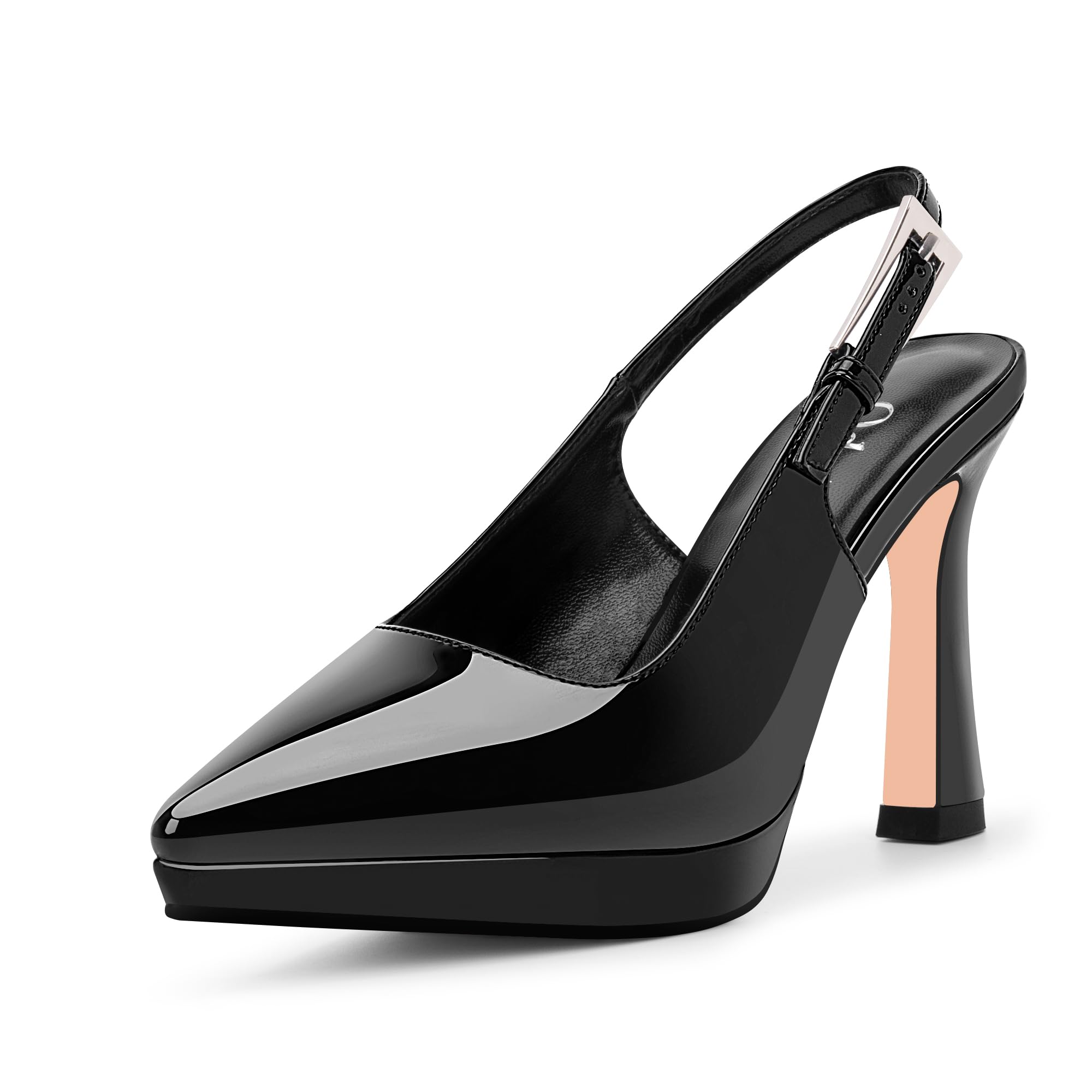 Odetina Women's Slingbacks High Heel Platform Pumps Pointed Toe Buckle Strap Dress Shoes