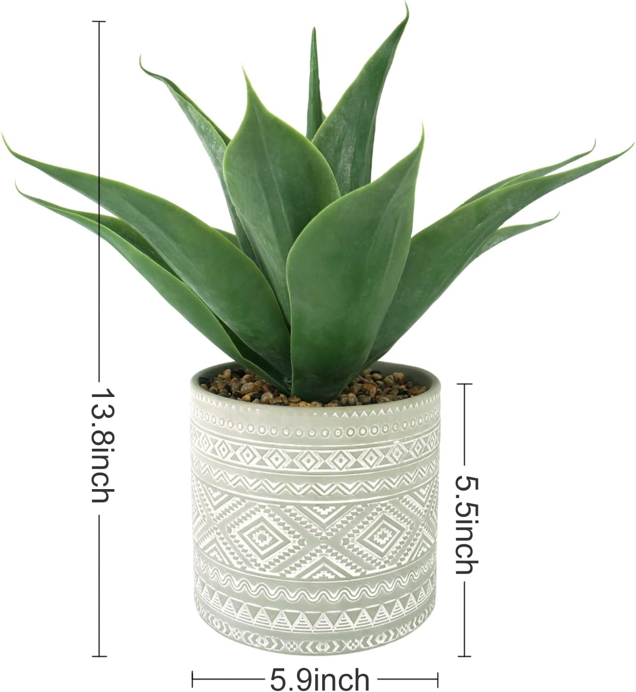 Artificial Potted Plants, 13.8" Artificial Succulent Fake Aloe, Large Faux Aloe Plant in Pot for Home Office Room Bedroom Kitchen Garden Decor (Grey) - Image 3