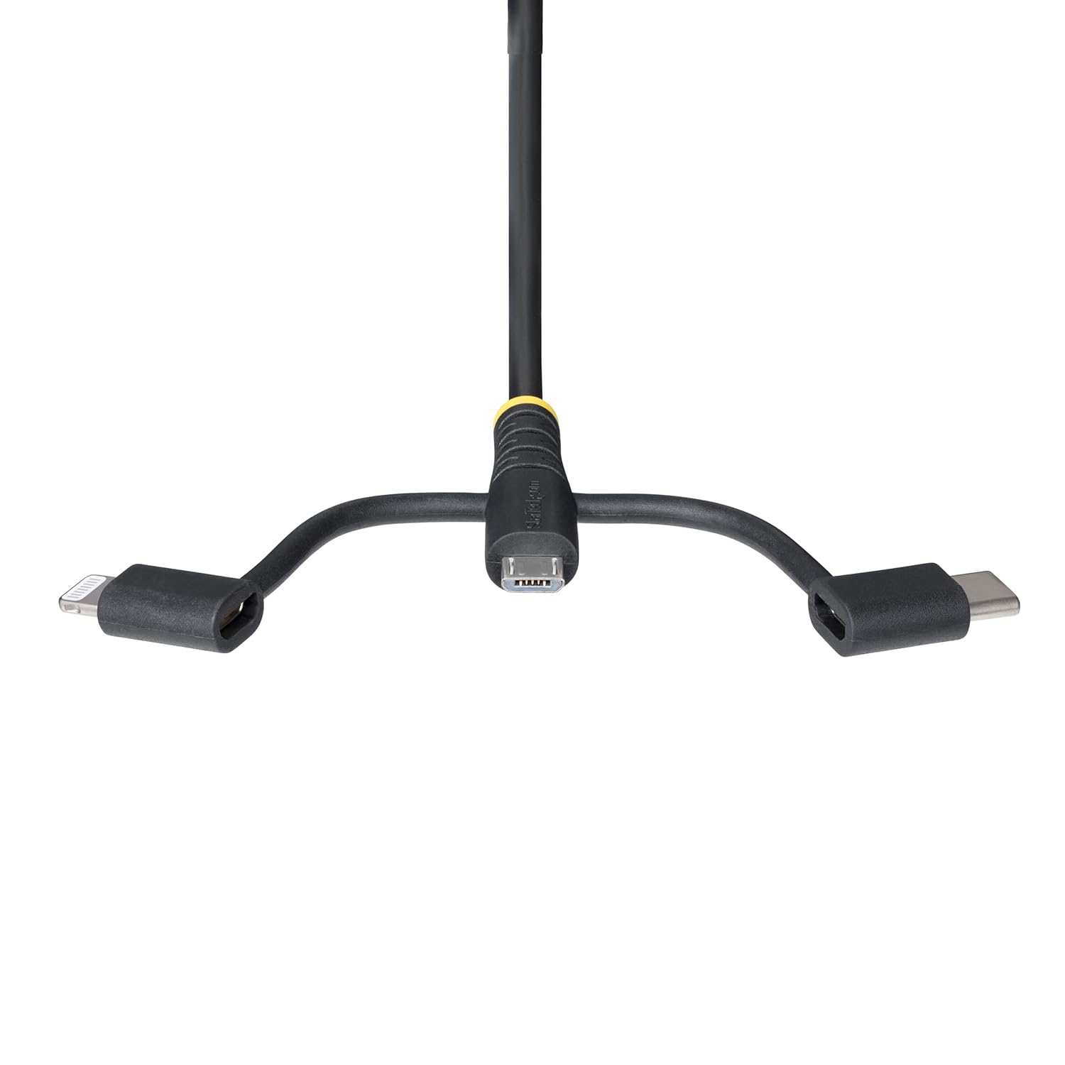 StarTech.com 3ft (1m) Rugged USB Multi Charging Cable, USB to Lightning/Micro-USB/Type-C, Apple MFi, 3-in-1 USB Charger Cord