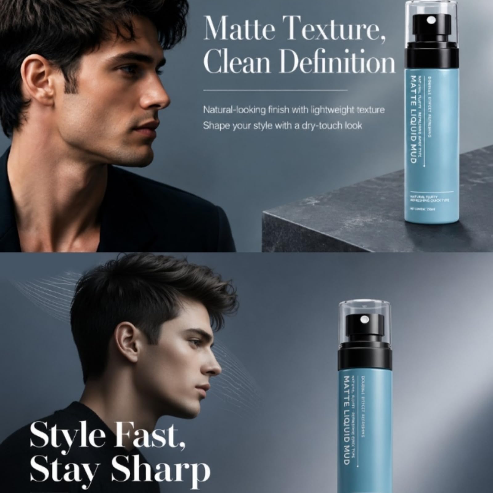 Spray modellante opaco ad asciugatura rapida per uomo (3 pezzo) | Spray modellante effetto fango opaco, leggero e non grasso; dona spessore e volume, tenuta naturale