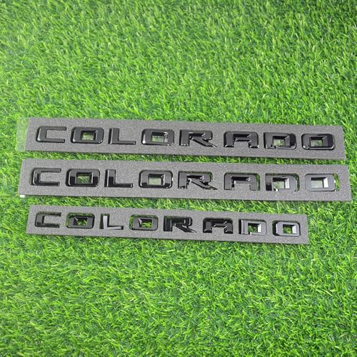 Image of Overlay Emblem 3D Letter Side Door Rear Tailgate Badge Nameplate Compatible for 2023-2024 Colorado Set of 3Pcs (Gloss Black)