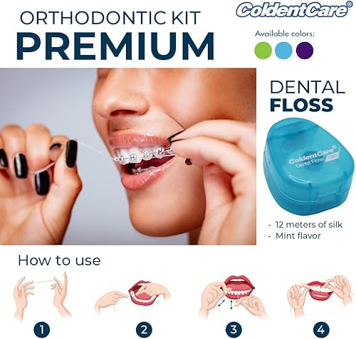 Miniatura 8 de Kit de cuidado bucal de ortodoncia para la limpieza de soportes de frenos, incluye cepillo de dientes y tapa, cepillo de dientes de viaje, hilo
