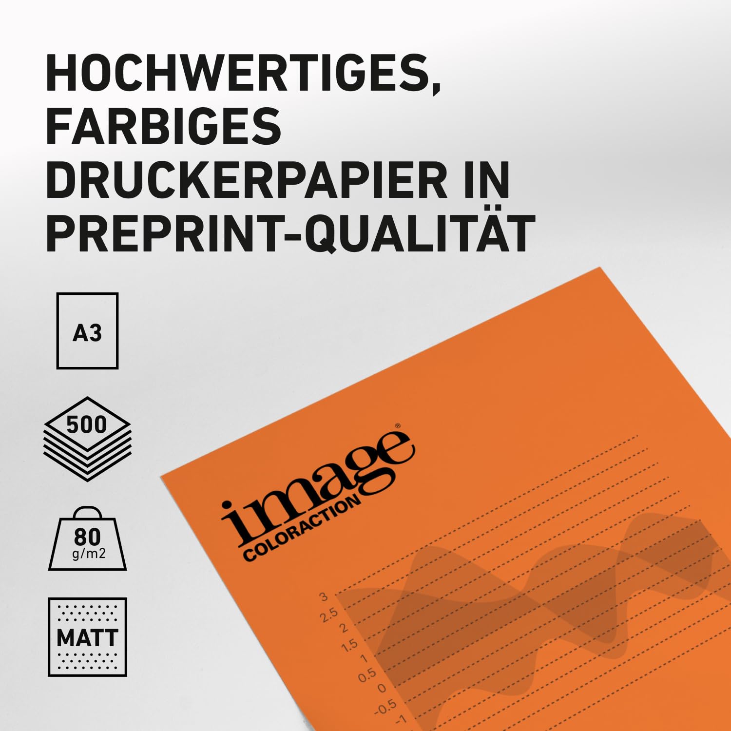 Image Coloraction Amsterdam - farbiges Kopierpapier - DIN A3, 297 x 420 mm, 80 g/m² - buntes, holzfreies Druckerpapier für Kopierer - 500 Blatt - Orange