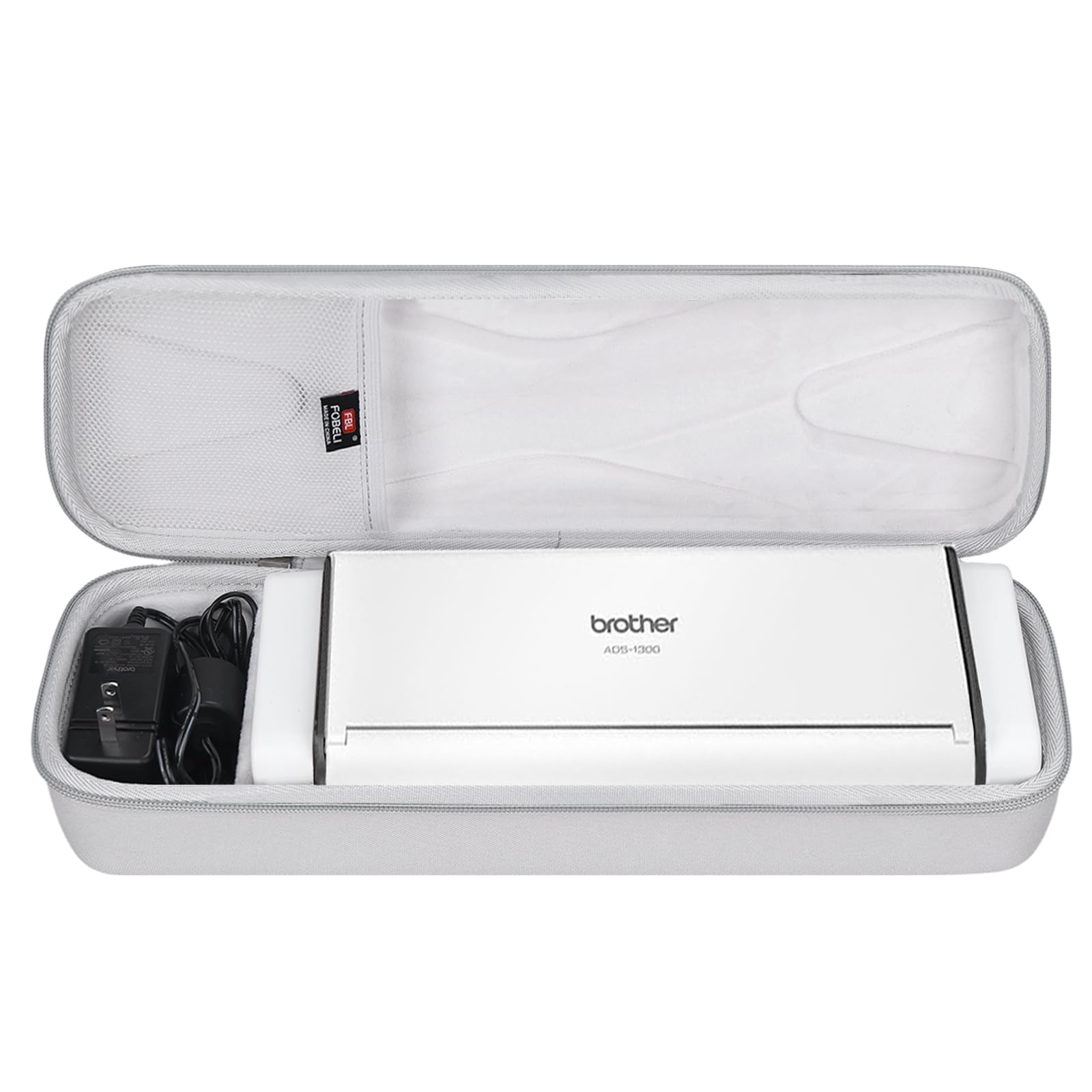 FBLFOBELI Étui de transport rigide pour scanner de bureau compact sans fil Brother ADS-1250W / ADS-1700W / ADS-1800W / ADS-1200 / ADS-1300 - Sac de rangement de protection (étui uniquement) (gris)