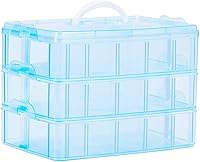 Vista 7 de Sooyee - Caja de almacenamiento de 3 capas para cosas y manualidades con 30 compartimentos ajustables para organizar cinta Washi, accesorios