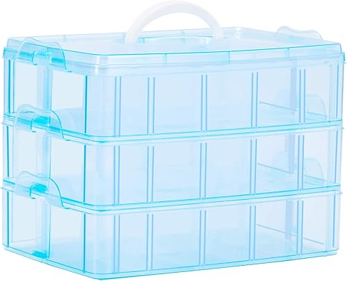 Sooyee Organizador de almacenamiento para manualidades, funda de ruedas calientes, caja de costura, caja organizadora de plástico de 3 niveles con