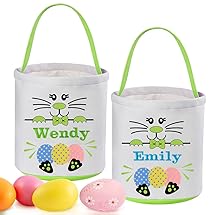 Personalized Easter Baskets for Kids 2 Pack, Touber Easter Bunny Basket Gifts Easter Eggs Hunt Baskets Personalized Easter Gifts Easter Baskets for Boys Girls Custom Easter Basket