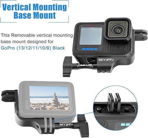 Miniatura 10 de Adaptador de soporte vertical de aluminio de 90 grados para GoPro Hero 131211109 Negro (verticalmente)