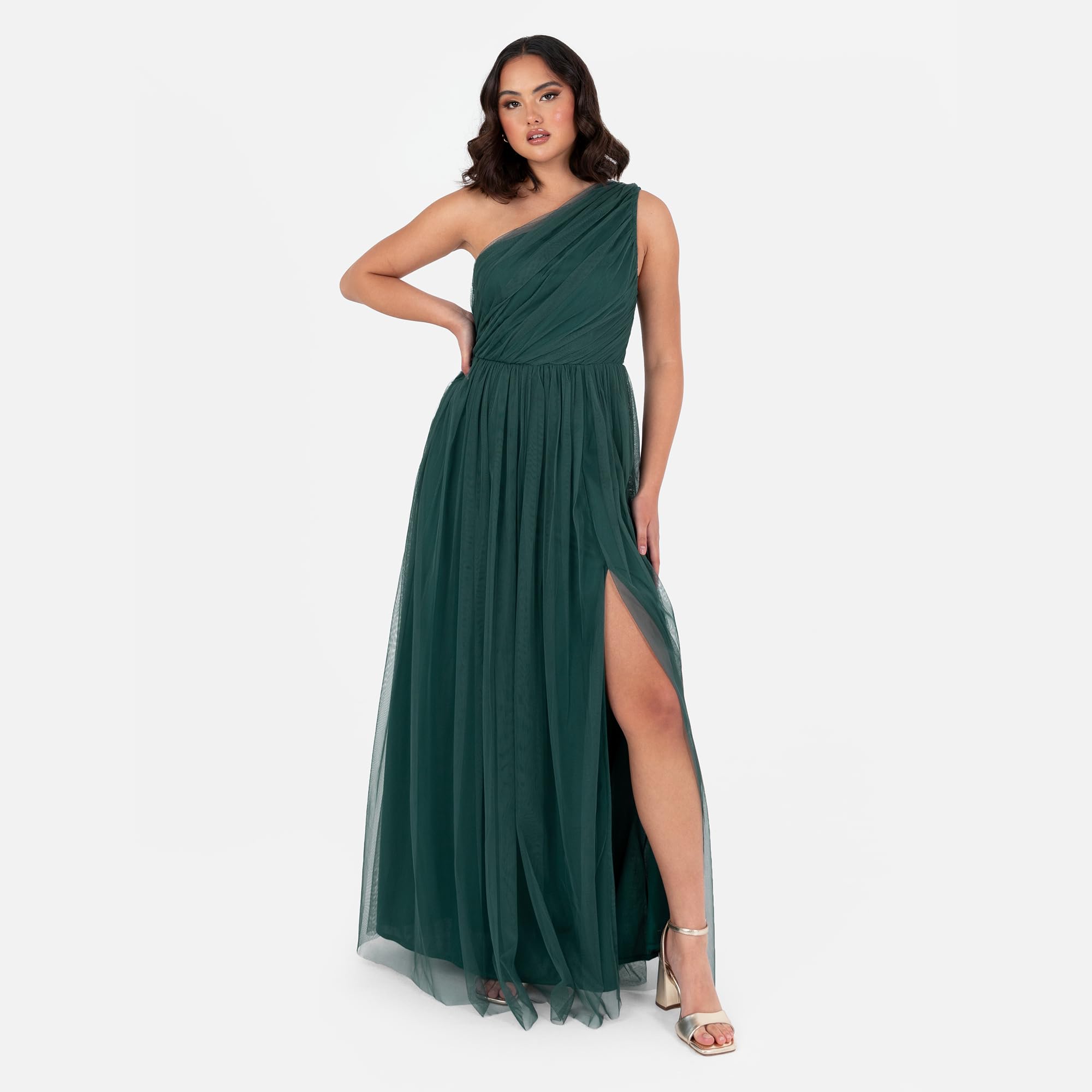Anaya with Love Womens Ladies Maxi One Cold Shoulder Dress with Slit Split Sleeveless Prom Wedding Guest Bridesmaid Ball Evening Gown Vestido Mujer (Pack de 1)