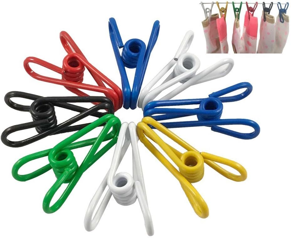 YAKA 36 Pcs Multi-Purpose Steel Wire Clips Holders,PVC-Coated Clothesline Utility Clips,Perfect Accessories & Supplies for Home Kitchen Office School Use(6 Colors) (36PCS)