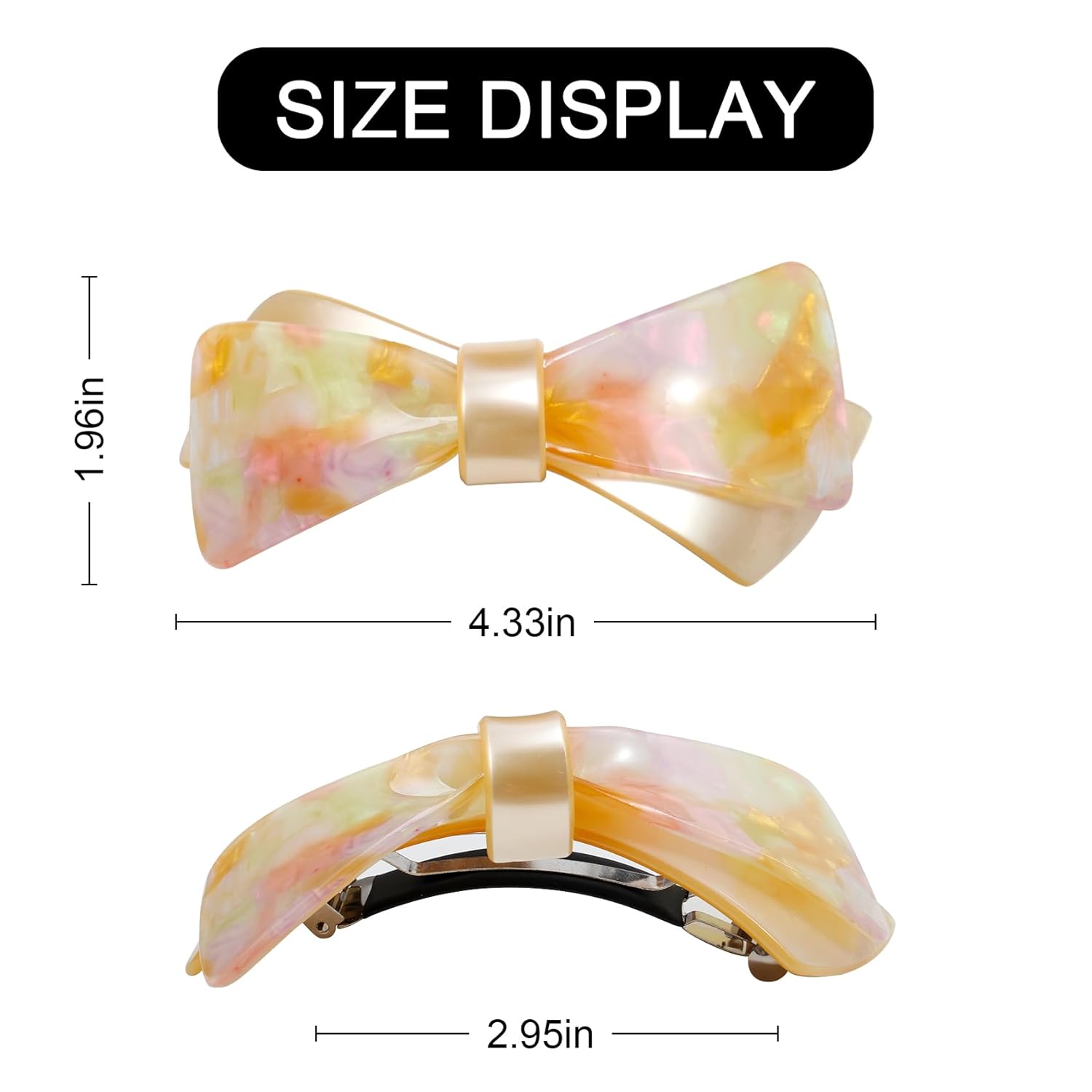 Hair Barrettes - French Barrette for Women Thick Hair - 3 Pcs Large Strong Hold Grip Clip for Women - Decorative Hair Clip (Butterfly Multicolor 1) - Image 2