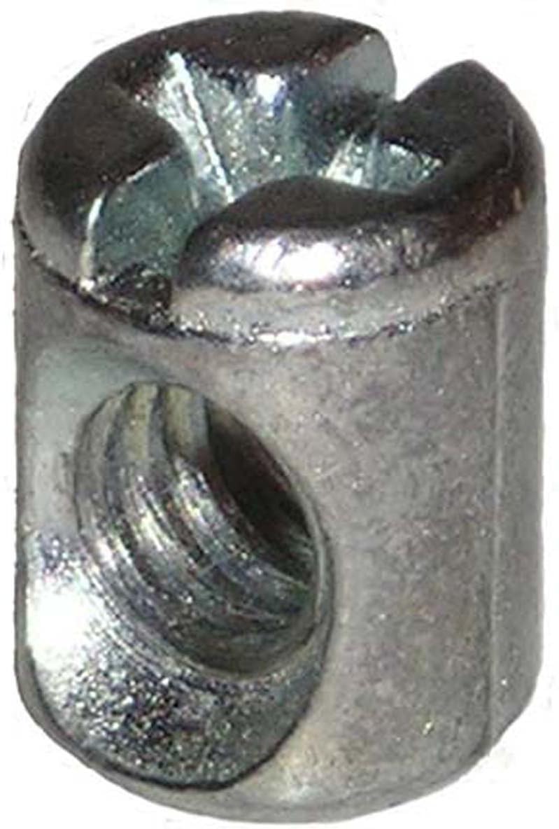 1/4"-20 Thread Cross Dowel Barrel Nuts (10 Pack), 1/2" High Nominal (13mm Actual)