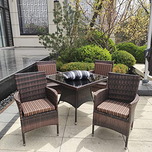 Lfnoone Patio Chair Cushion/Garden Chair Cushions 17"X17"X4"Outdoor Seat Cushions For Patio Furniture Office Chair/Dining Room Chair/Density Sponge Filling Outdoor Furniture Cushions/Brown Stripes #TOP1