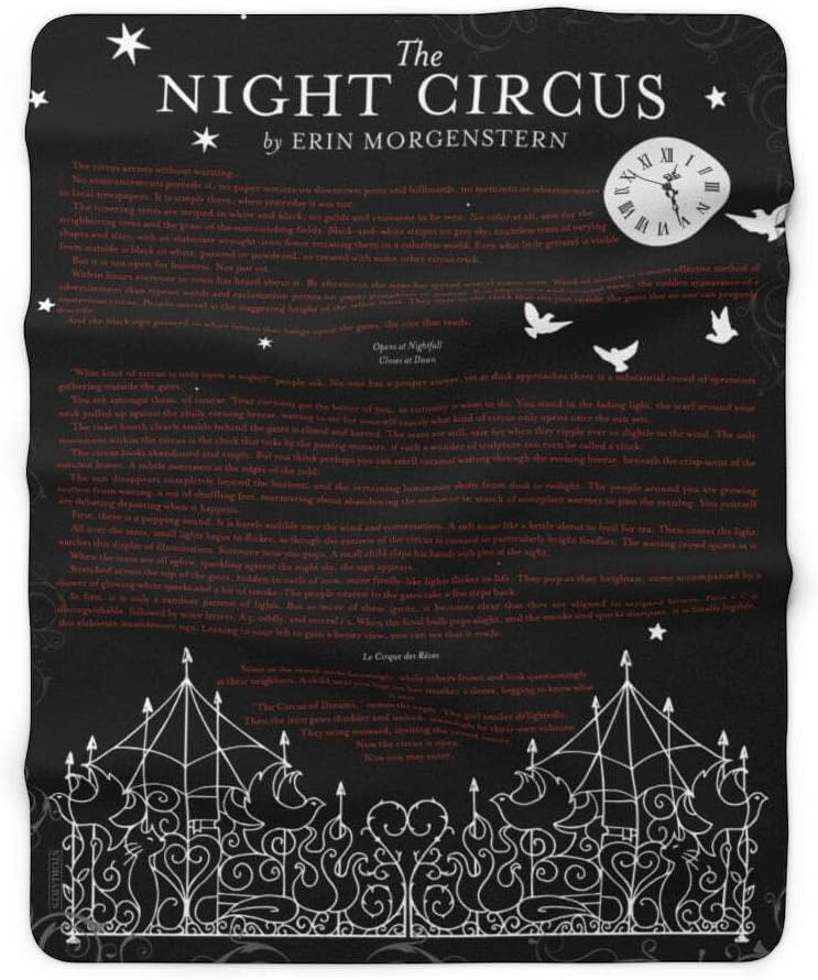 Storiarts The Night Circus Sherpa Fleece Book Blanket Black 60" × 80"