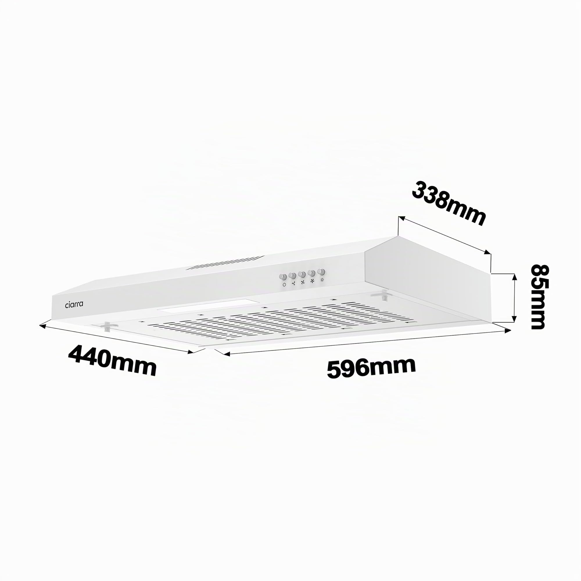 CIARRA Dunstabzugshaube 60 cm Unterbau Edelstahl Weiß CAW6903A