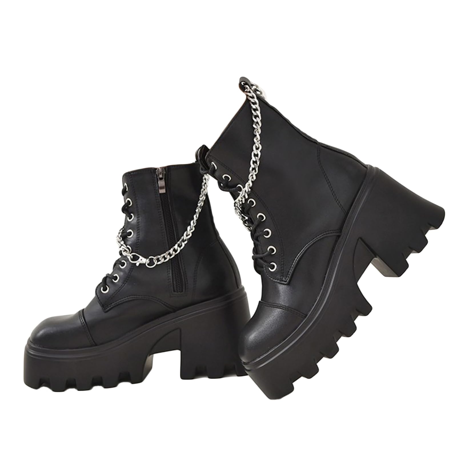 GUNIYIFS Womens Platform Boots Combat Boots Punk Gothic Boots for Women Wedges Shoes Ankle Booties Lace Up Motorcycle Boot