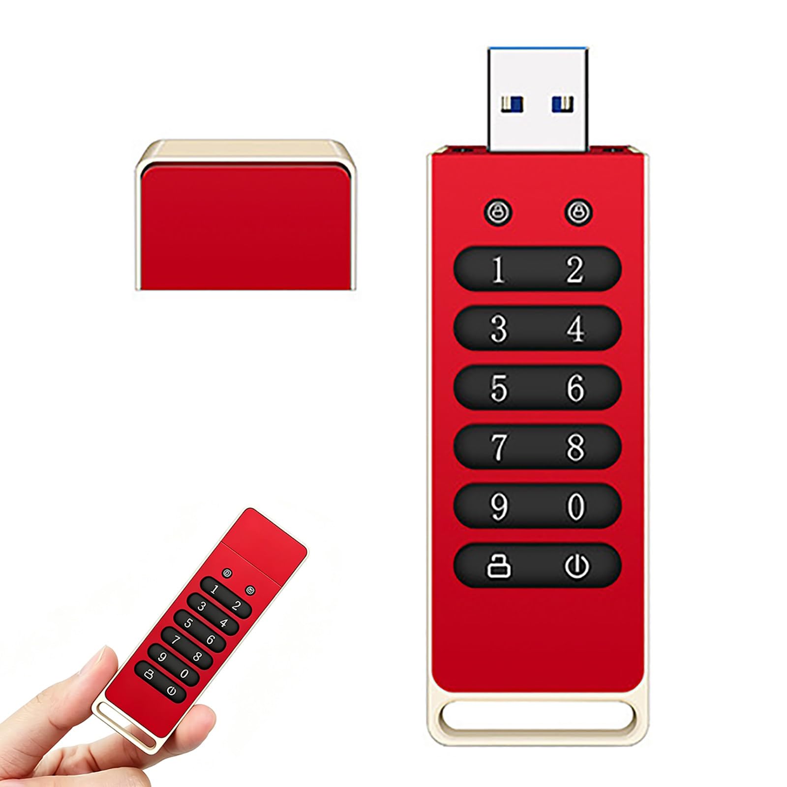 Szyfrowany Dysk Flash USB 3.0, 32GB/64GB/128GB/256GB Szyfrowanie Sprzętowe, Obsługa Automatycznego Blokowania, Szyfrowany, Zabezpieczony Przed Wyciekiem Danych. Red-256GB