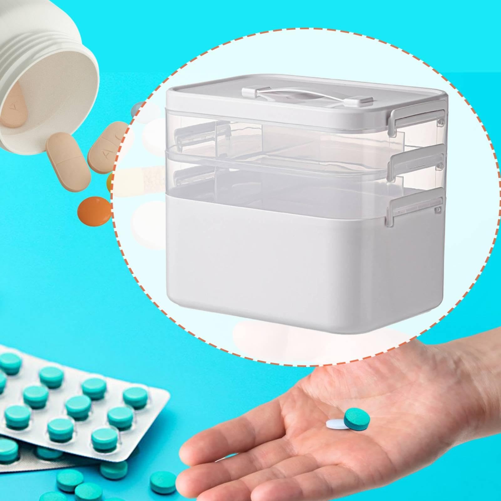 Qianly Contenitore Organizer Medico, Scatola di per casa e Soggiorno, 24x16.3x19.7 Cm 3