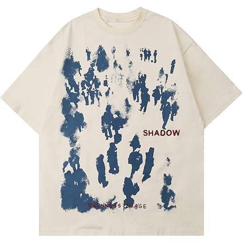 Vamtac Graphic Tees Men Vintage Oversized Y2K Graffiti Print Summer Short Sleeve Streetwear T Shirts for Women