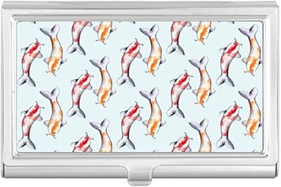 Chinese Fish Pattern Pair Tradition Business Card Holder Case Pocket Box Wallet