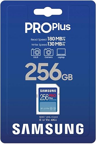 Miniatura 3 de Samsung PRO Plus Tamaño completo 256GB Tarjeta de memoria SDXC, hasta 180 MBs, Full HD y 4K UHD, UHS-I, C10, U3, V30 para DSLR, cámaras sin espejo,
