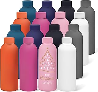 16 Pack Stainless Steel Insulated Water Bottle 17oz Blank Double Wall Vacuum Thermal Sports Bottle Personalized Metal Water Bottles Bulk for Travel Team Gift, Office