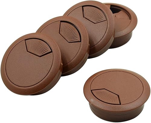 Biaungdo Organizador de cables de alambre de plástico con ojales para escritorio, 2 "x 2", marrón (paquete de 5)