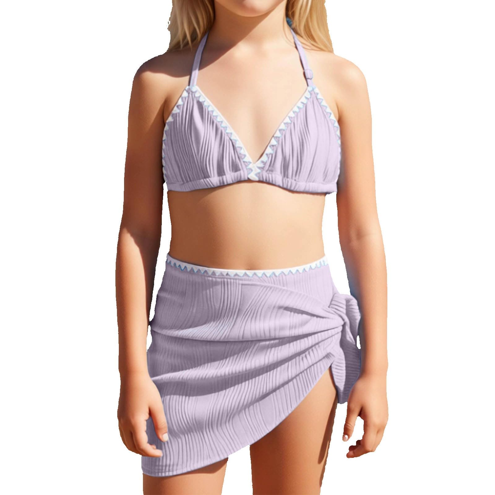 Bikini de dos piezas para niñas sin rozaduras traje de baño suave 6