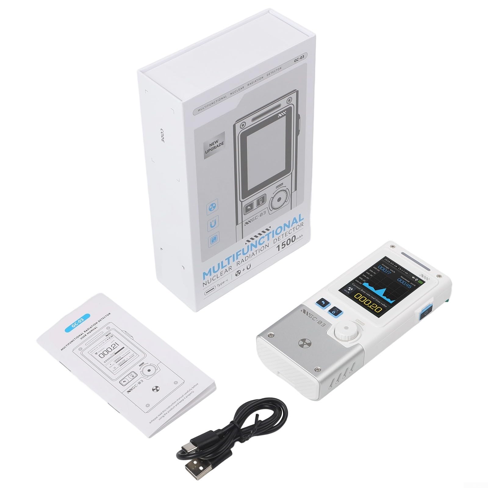 Instrumento de prueba multifuncional GC-03 con 1500mAh para batería para medir la dosis de radiación, campos eléctricos y magnéticos (blanco)