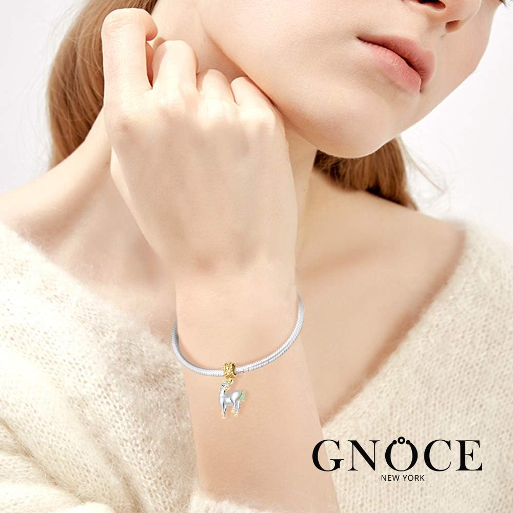 GNOCE Unicorn Charms 925 Sterling Silver for Bracelets Fit All Major Brands of Bracelet Women Men Gift for Her - Gold