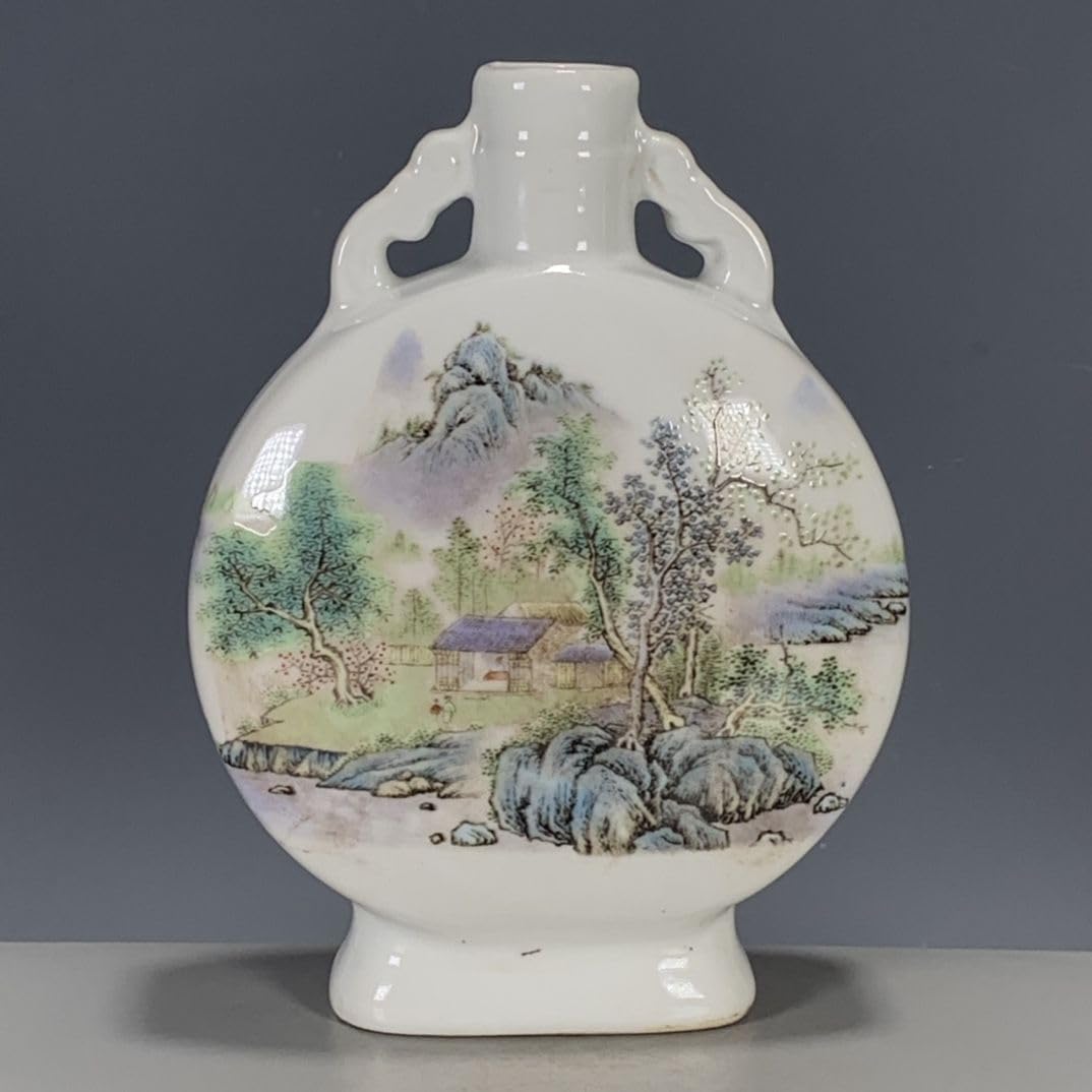 Bzgpmfud One Color Vase Desktop Chinese Porcelain Pastel Landscape Holding Moon Ornaments Living Room Desktop