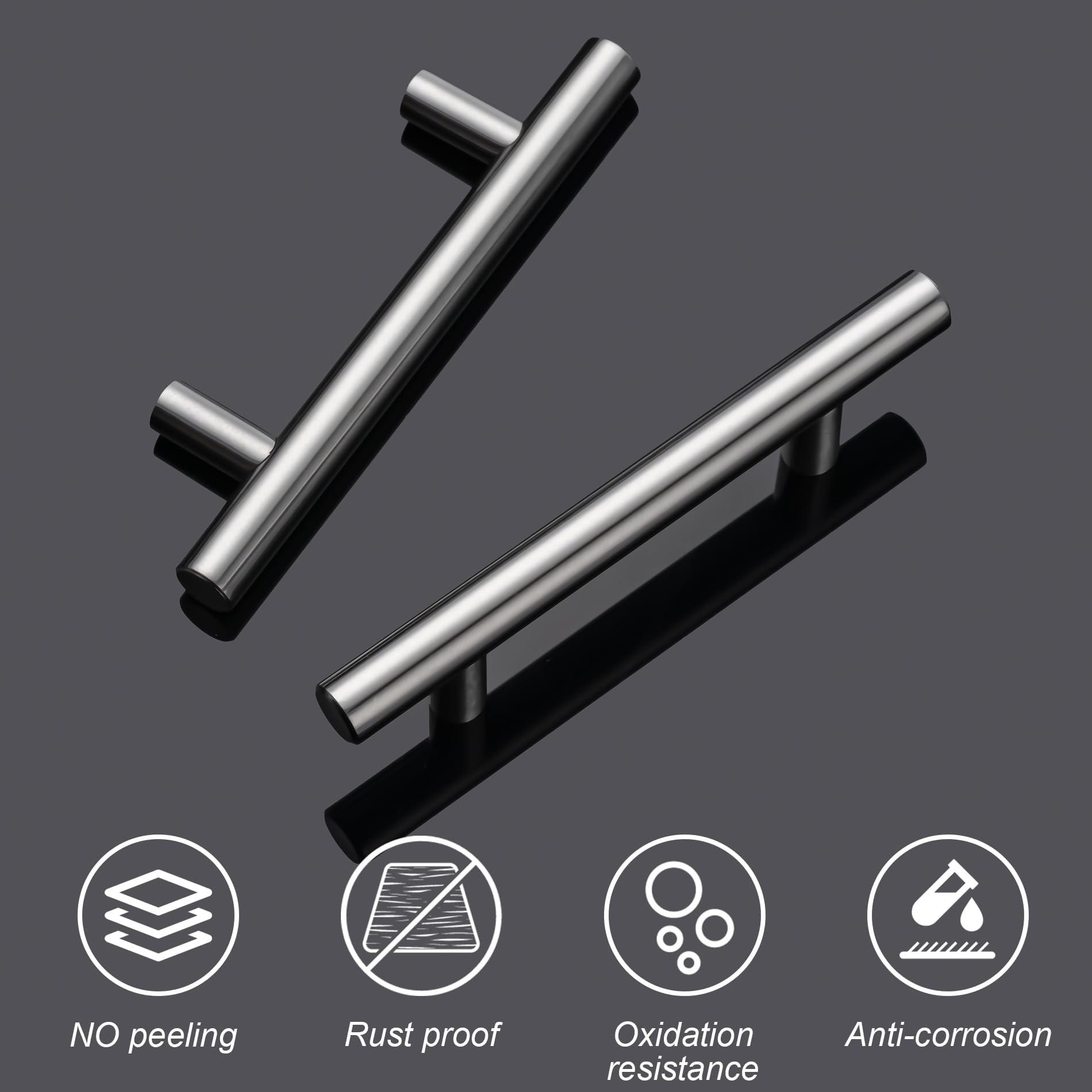 4 piezas de tiradores para muebles de acero inoxidable, distancia entre agujeros de 128 mm, tiradores para cocina, tiradores para armarios de plata, tiradores para puertas, tiradores para