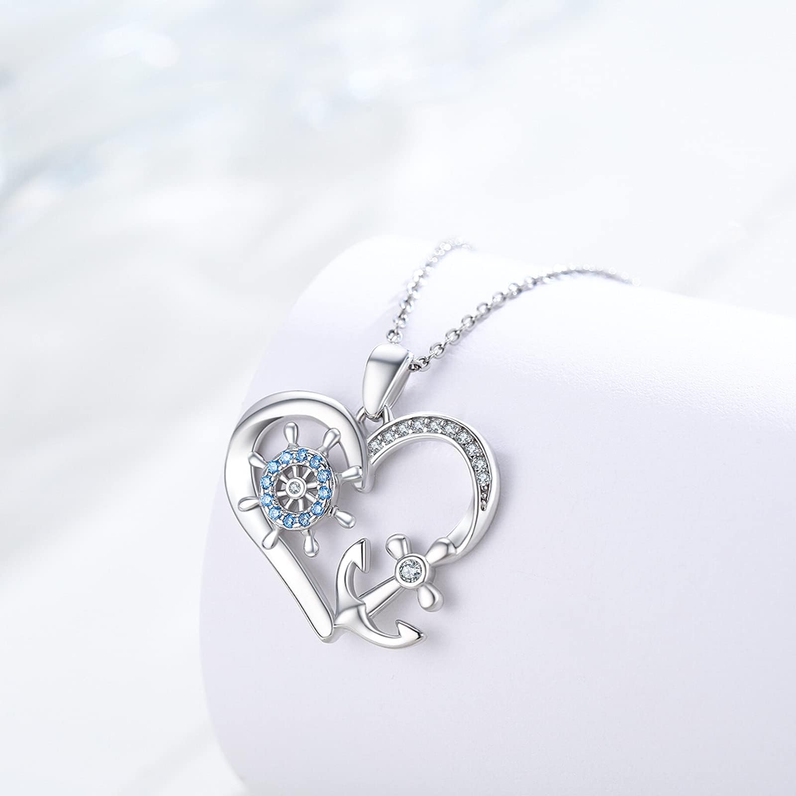 OHAYOO Collana di ancoraggio per donna 925 collana oceano nautico in argento sterling ciondolo marinaio oceano tropicale ancoraggio gioielli regali per donne ragazze