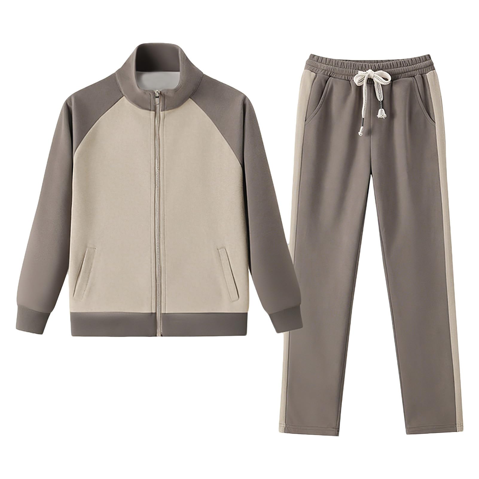 amropi Donna Tuta da Vello Foderato Giacca con Cappuccio e Jogging Pantaloni Inverno Caldo Sportivo Completo
