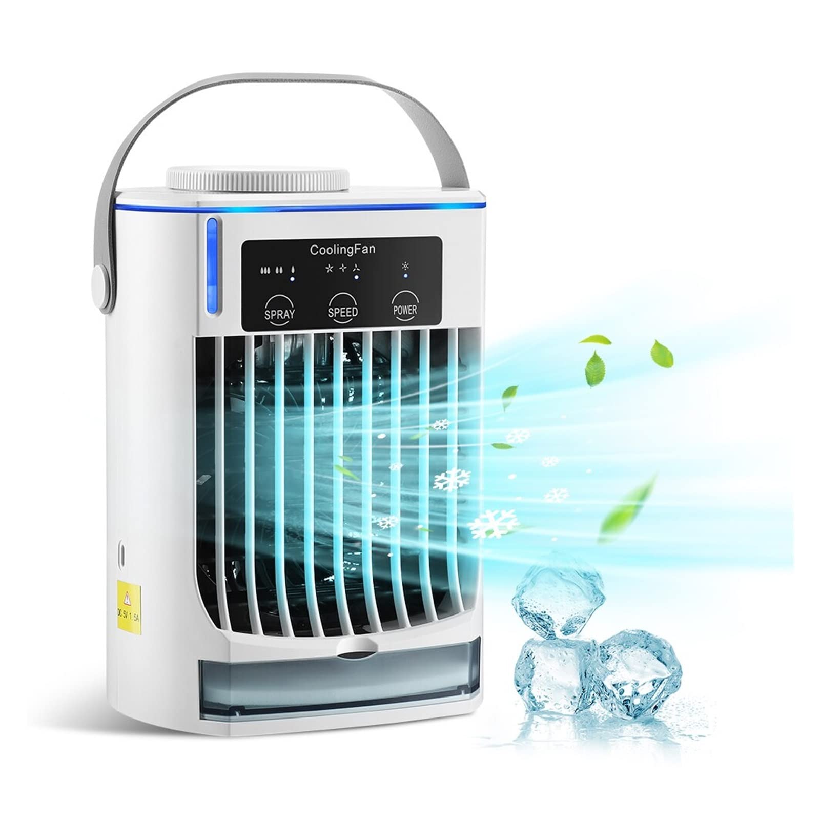 Enfriador de Aire portátil, Ventilador de refrigeración para Escritorio, pulverizador de Agua, USB, acondicionamiento de Oficina, Tanque de 500ml, refrigeración silenciosa có
