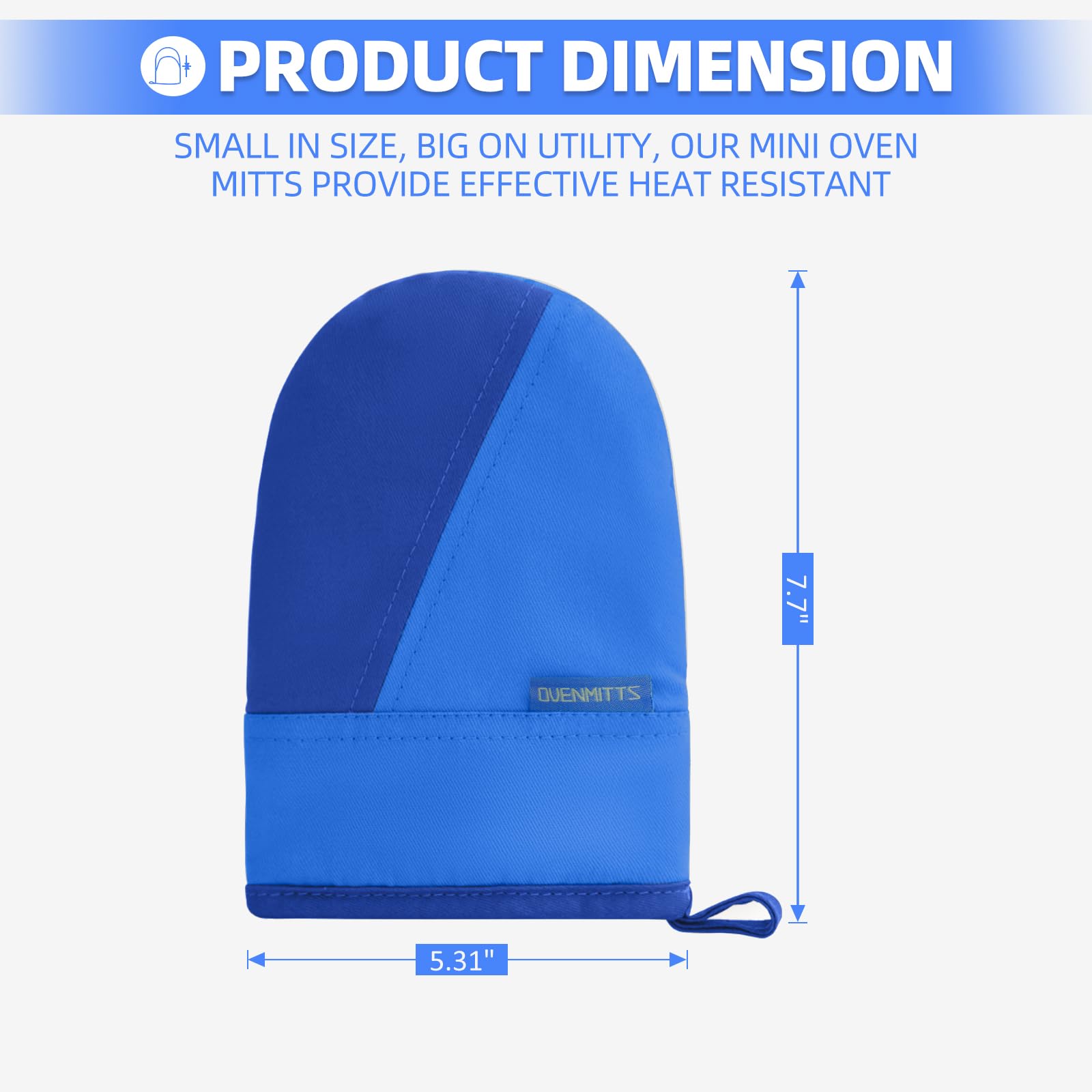 Mini manoplas de horno, guantes de horno de cocina, guantes de cocina resistentes al calor de 500 grados, superficie de silicona antideslizante con trabillas para colgar, guantes calientes para