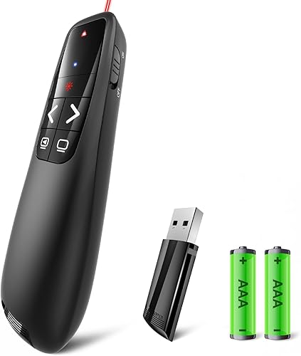 Presentación inalámbrica Clicker Presentador de PowerPoint Remote Puntero láser rojo Clickers de computadora, USB A Proyecto Power Point PPT Clicker