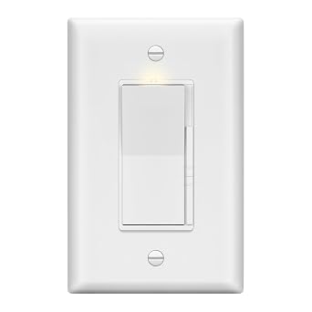 LIDER Dimmer Paddle Switch for Dimmable 300W LED/CFL Lights, 1-Pole or 3-Way, 120 V, Modern Upgrade, Wall Plate Included, UL Listed, Thermoplastic, Matte White, 1-Pack
