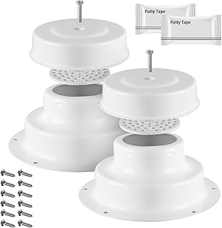 (2-Pack, White Aluminum RV Roof Vent Cover Kit with Putty Tape and Screws, Metal