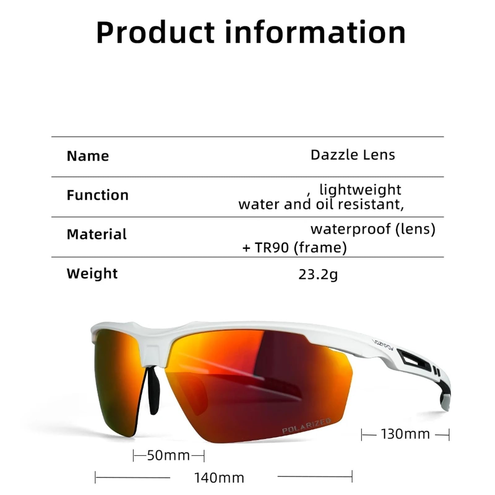 Gafas de ciclismo, gafas sol for correr, protección UV400 for pesca, conducción, senderismo, deportivas Apto para uso en exteriores