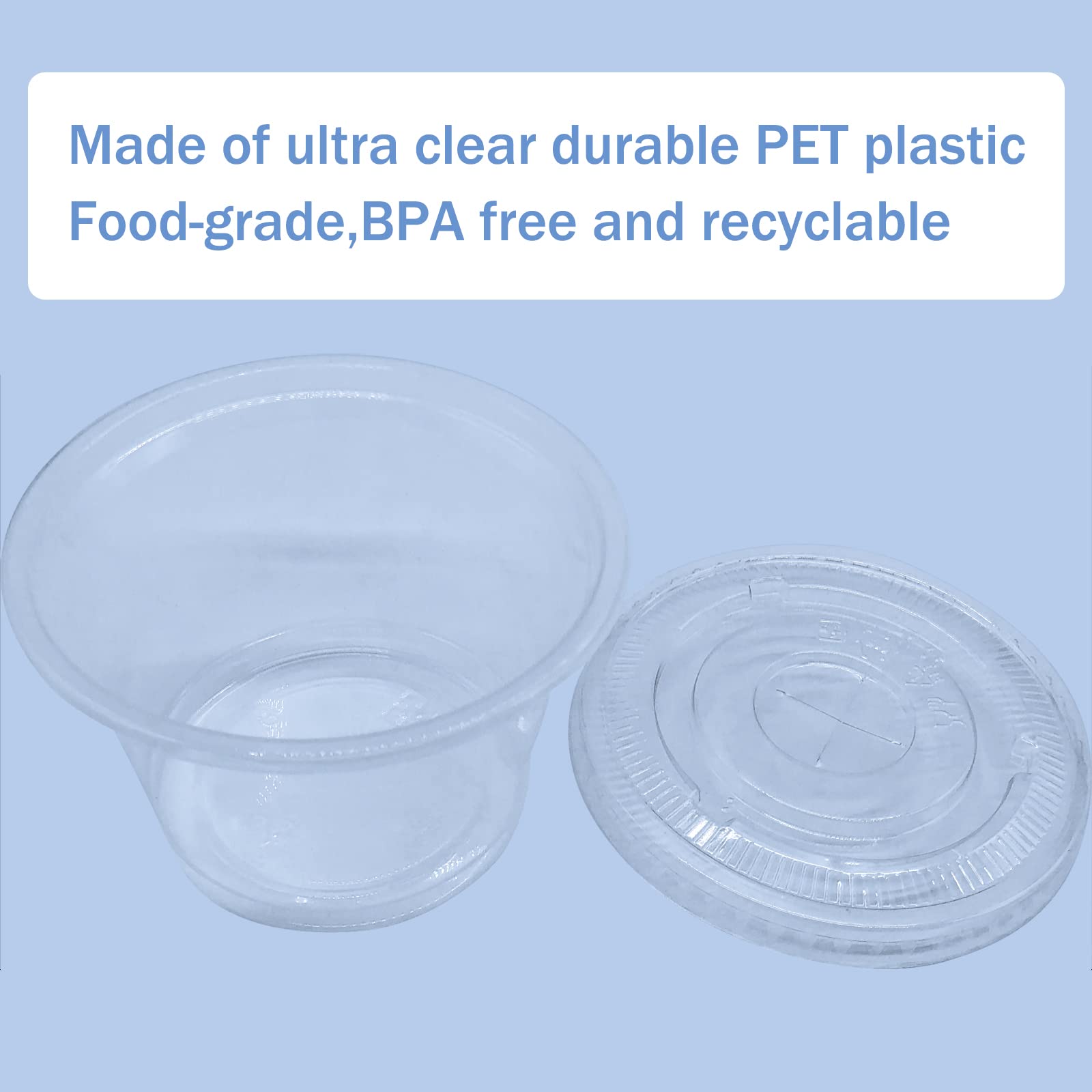 Qinsihwn Paquete de 50 vasos de plástico desechables de 8 onzas con tapas, vasos de postre transparentes con tapas para bebidas, yogur, parfaits, sopas, aperitivos, ensalada, frutas