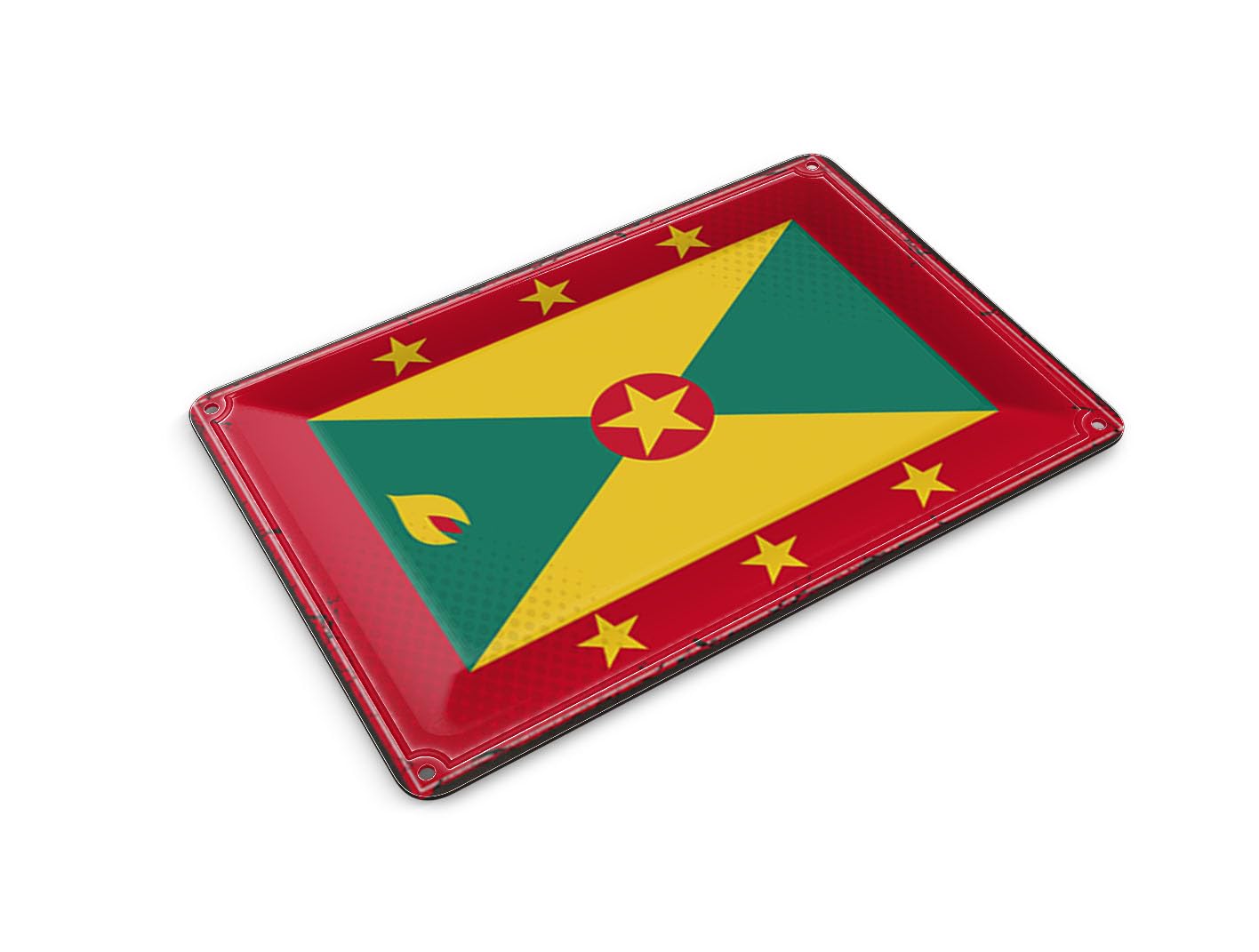 Femer Tin Postcard Grenada Flag 14 x 10 cm Retro Flag of Grenada Decorative Sign