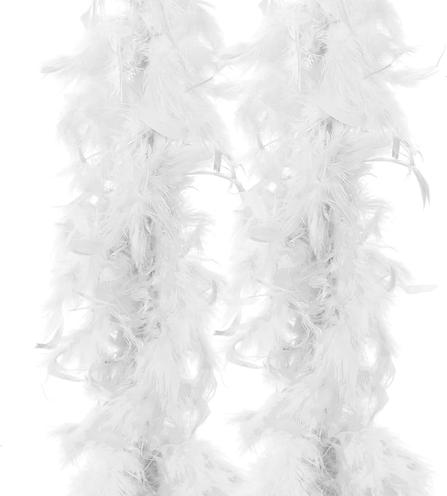 Anjing 2PCS Feather Boa for Women Multicolor Feather Boas for Crafts Party Supplies Girls Dress up Costume (2M White)