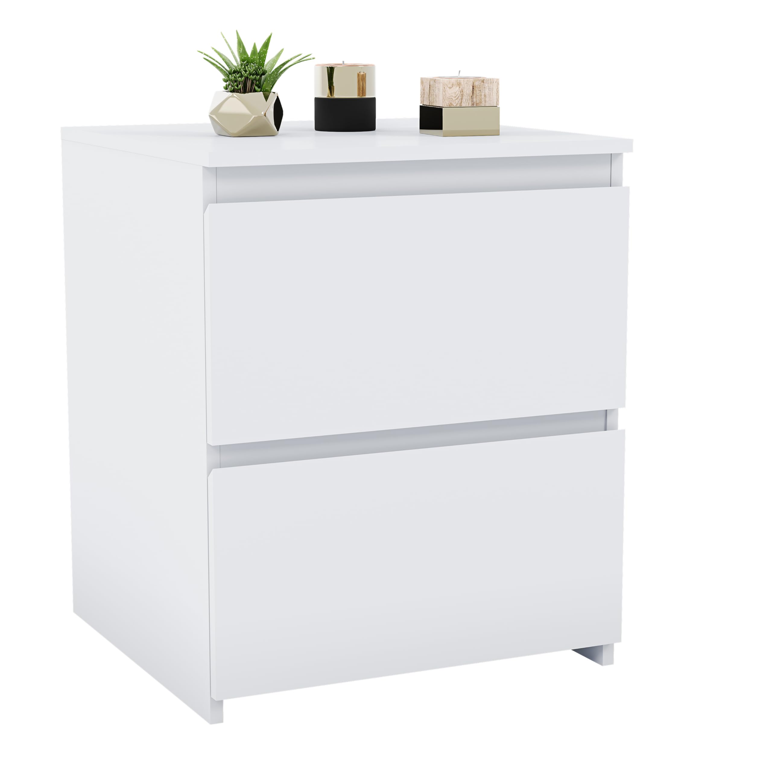Vida Designs Denver - Comodino grande con 2 cassetti, per camera da letto, moderno, 48 x 39,5 x 39,5 cm (altezza x larghezza x profondità) (bianco)